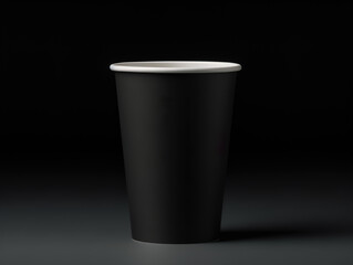 A smooth black paper cup on dark background