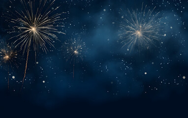Fireworks on Dark Blue Background