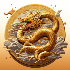 Fototapeta premium chinese dragon statue Capricorn and gold zodiac sign, generative ai
