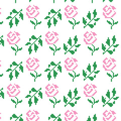 seamless pattern with rose pink flowers