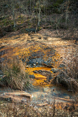 Fototapeta na wymiar Coal Mining Toxic Sludge Creeping up from the Ground in the Wayne National Forest in Ohio
