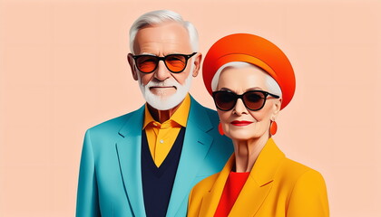 Bright Colors, Bold Love: A Minimalist Senior Couple Portrait