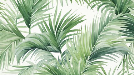 Tropical plant and vegetation watercolor illustration background - obrazy, fototapety, plakaty