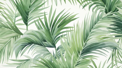 Foto op Canvas Tropical plant and vegetation watercolor illustration background © Elaine