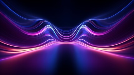 Vibrant Neon Abstract: Glowing Lines in Dark Room, Dynamic Ribbons - 3D Render Wallpaper