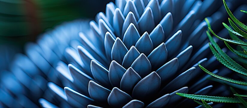 Selective focus shallow depth of field captures close up of the Eastern Cape blue cycad cone, also known as Encephalartos horridus.