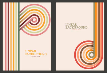 Linear design in vintage style. Abstract background with parallel colored lines