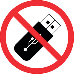 No pen drive sign. Do not use usb flash drive. Forbidden signs and symbols.