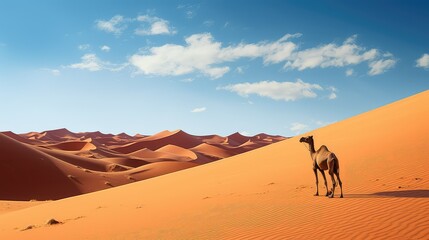 heat semi arid desert illustration drought cactus, camel mirage, dune barren heat semi arid desert