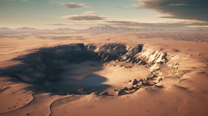 Desert Crater Aerial View