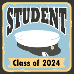 Graduation 2024, traditional Swedish "Studenten" caps, to celebrate the finish  from Gymnasium.  Vector Illustration