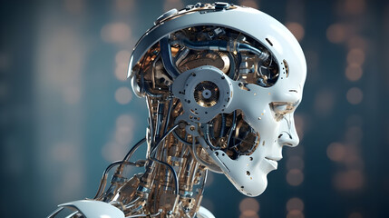 Fototapeta premium Robot brain digital illustration. generative AI.