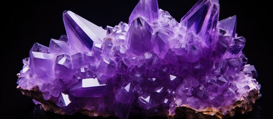 Hand-held clusters of amethyst crystals, naturally purple.