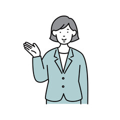 案内をする女性のビジネスパーソンのイラスト素材