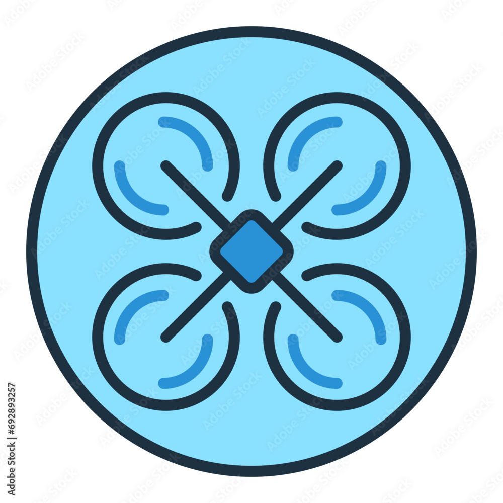 Poster drone vector multirotor colored round icon. quadcopter symbol