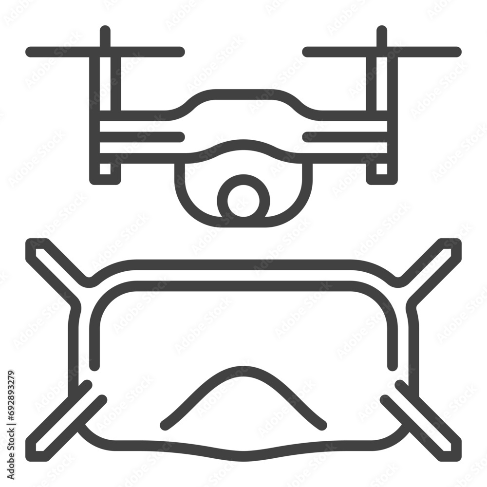 Poster fpv drone with goggles vector quadcopter concept outline icon