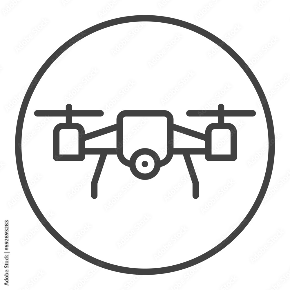 Poster drone inside circle vector quadrotor concept linear round icon