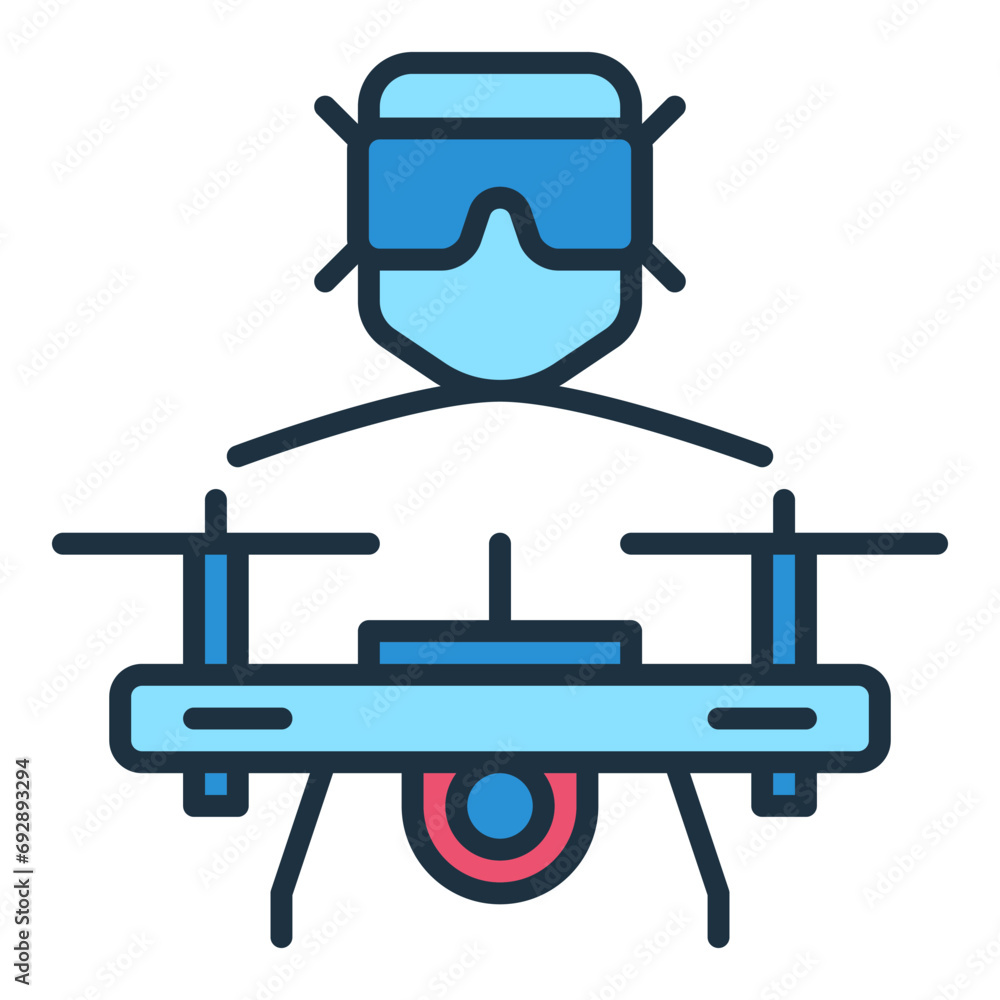 Poster fpv drone with man vector concept colored icon or symbol