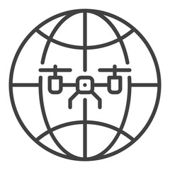 Drone and Earth Globe vector concept outline icon or symbol