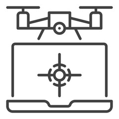 Drone with Laptop Computer vector Quadcopter concept outline icon