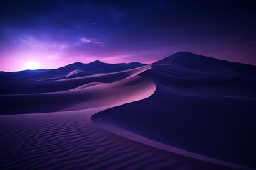 desert by night, AI generated - obrazy, fototapety, plakaty
