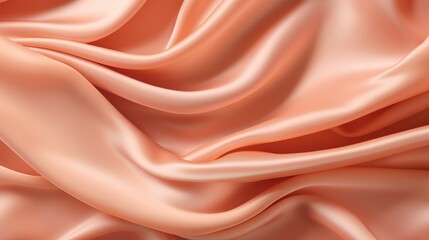 Soft texture of silk fabric, peach color, fabric background. The concept of a fashionable background for Christmas and New Year, Valentine's Day holiday.