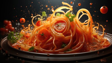 food painting poster of italian traditional pasta, in the style of rendered in cinema4d