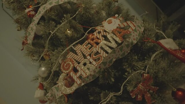 High quality low light no noise Slog3 footage from Sony A7Siii of Christmas tree, lights for colour grading practice and short projects_012