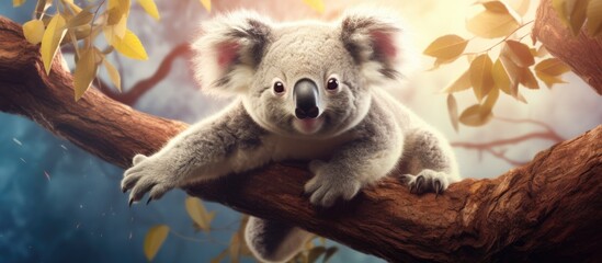 Koala ascending the tree.