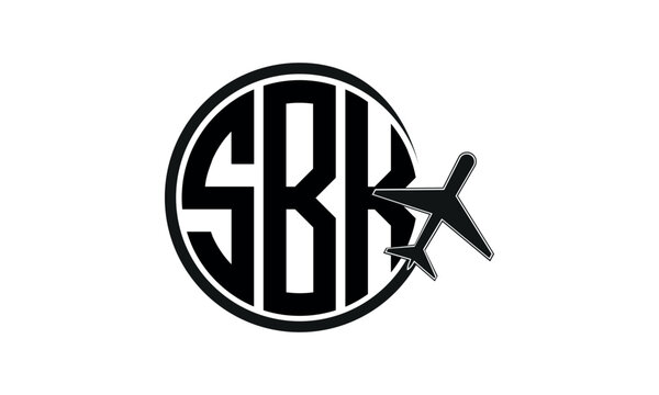 SBK three initial letter circle tour & travel agency logo design vector template. hajj  umrah agency, abstract, wordmark, business, monogram, minimalist, brand, company, flat, tourism agency, tourist 