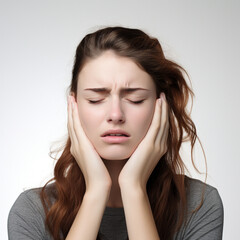 Fototapeta premium Ai Generated Young Woman Suffering from Headache