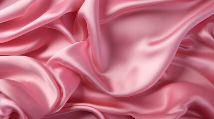 Obraz premium Soft texture of silk fabric, pink color, fabric background. The concept of a fashionable background for Christmas and New Year, Valentine's Day holiday.