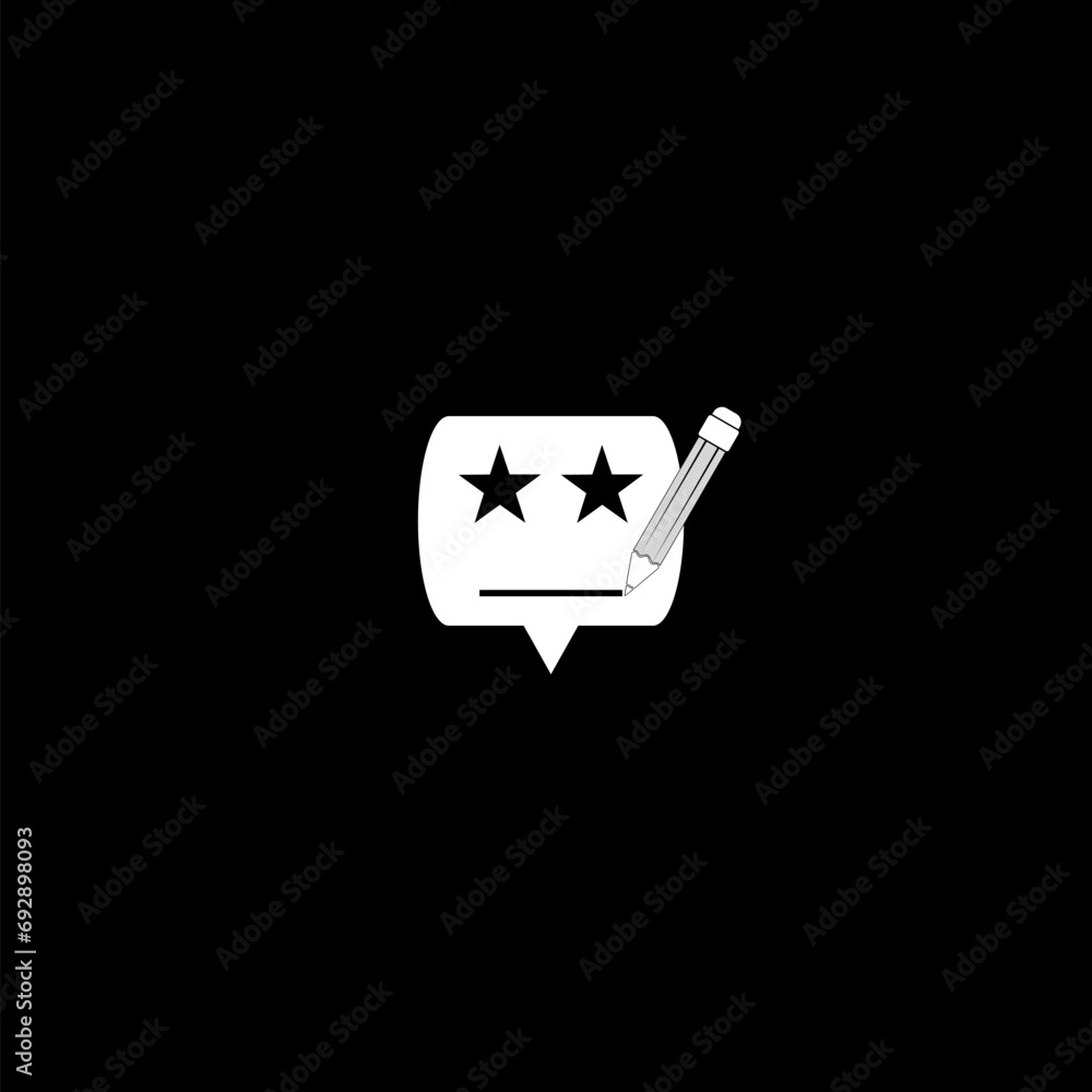 Poster write a feedback icon isolated on dark background