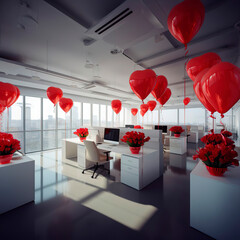 preparing the office for Valentine's Day, a surprise for employees on February 14, Valentine's Day in the workplace