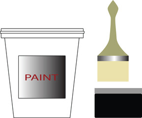PAINT BUCKET WITH BRUSH AND PUTTY BLADE 