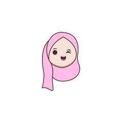 cute hijab female expression vector girl