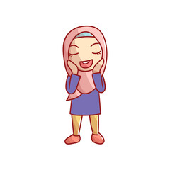 cute hijab female expression vector face
