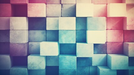 Pastel Toned Cubes Arranged in a Three Dimensional Abstract Pattern on Textured Background