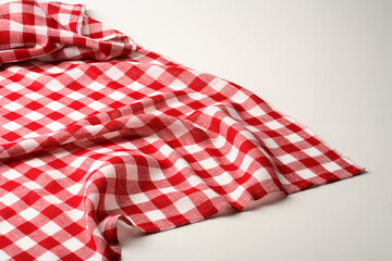 Fototapeta premium Checkered picnic blanket, red and white for background
