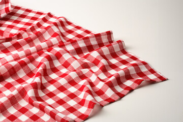 Checkered picnic blanket, red and white for background