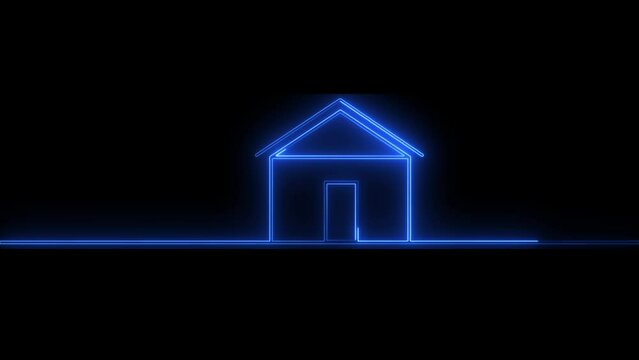 Neon line Cool linear animated home icon. Real estate icon animation