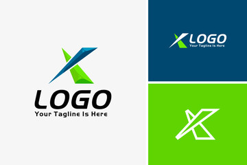Vector letter X futuristic style logo design template
