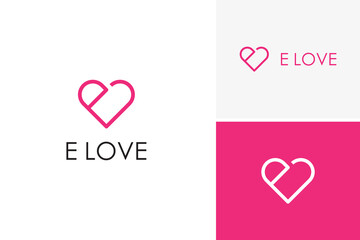 Minimalism feminine letter E love logo for beauty logo vector design template