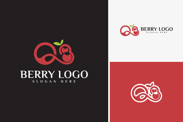 Vector letter Q with sweet berry fruit delicious food logo design template