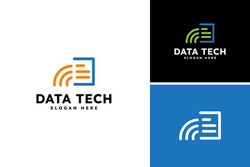 Vector fast document data tech logo, business logo design template - obrazy, fototapety, plakaty