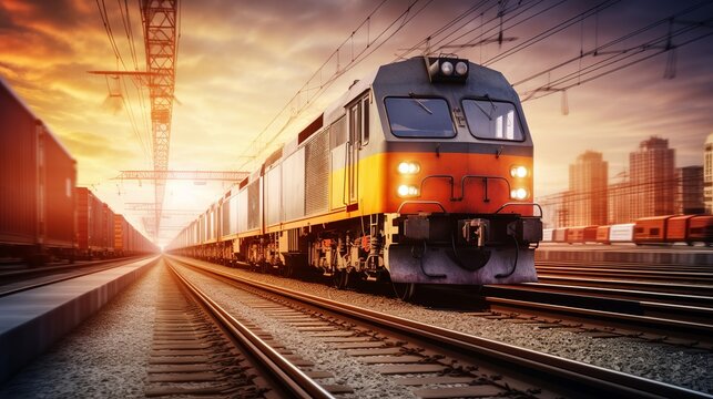 Efficient Global Logistics: Container Cargo Train, Air & Rail Transport, Maritime Shipping, Worldwide Online Orders