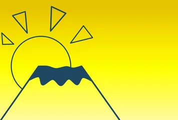 Foto op Canvas 黄色のグラデーションとシンプルな富士山 © Sora