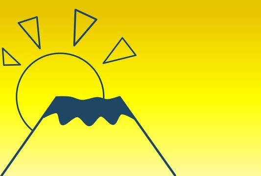 黄色のグラデーションとシンプルな富士山