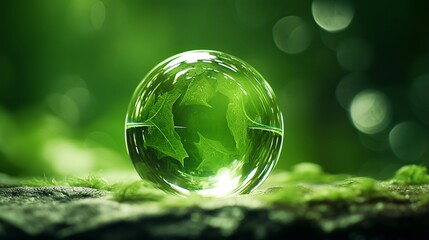Bubbling Green Hydrogen Water Element with Artificial Reflection – Eco-Friendly Renewable Energy Concept
