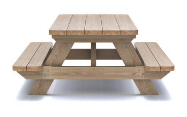 Side view of wooden picnic table - 3D illustration